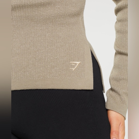 EUC gymshark pause knitwear long sleeve top cement brown/pebble grey size xl - Picture 5 of 14